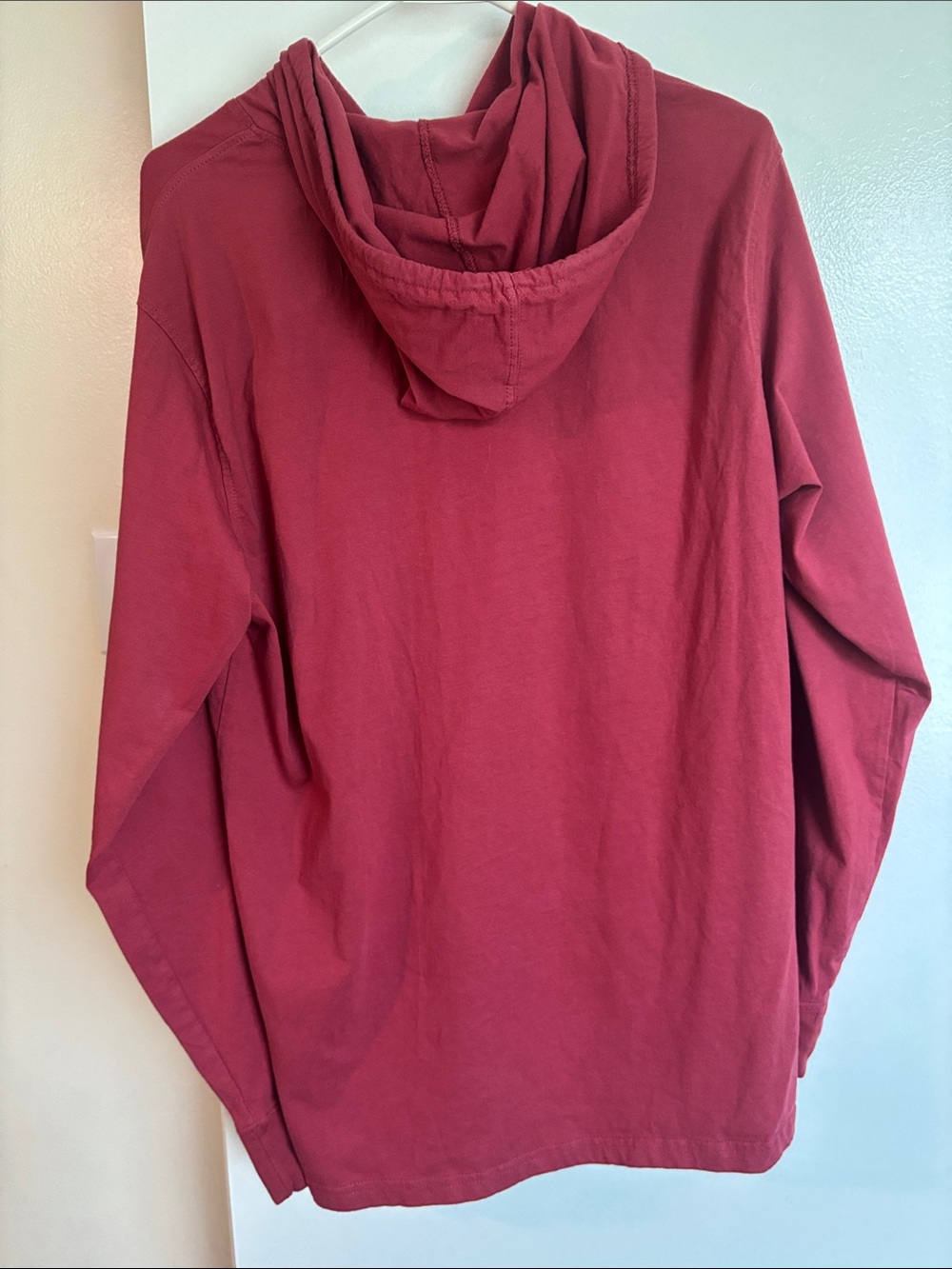 Life Is Good Men's Long Sleeve Hoodie Tee in Red with White Flag Graphic - Picture 2 of 4
